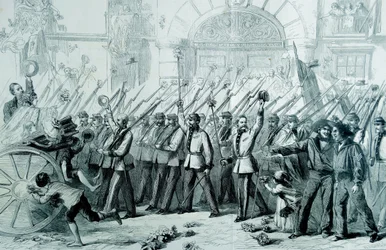Recepción entusiasta dada a los voluntarios británicos para Garibaldi en Nápoles, 1860